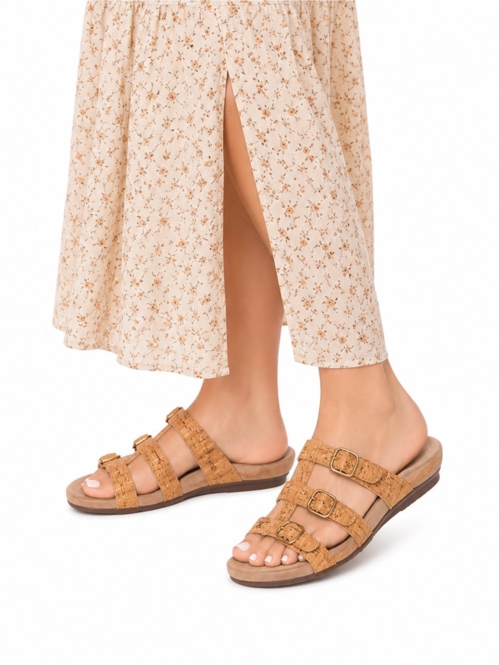 Size 7 Vionic Women’s Misa Triple Strap Cork Slide Comfort Sandals